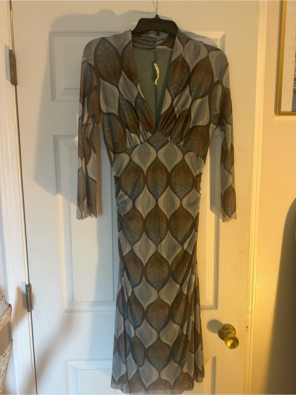 Weston wear Anthropologie Vintage-Inspired Green Leaf Print Wrap Dress